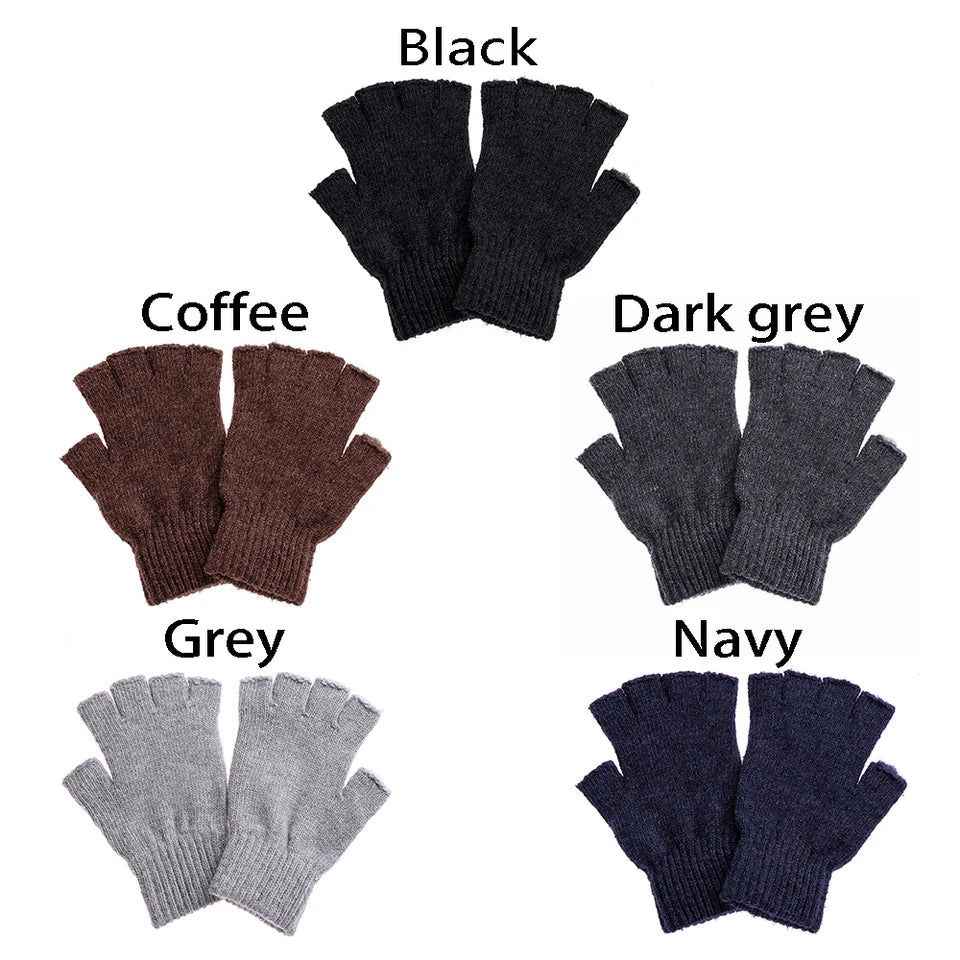 Hot Sale Winter Knitted Gloves Women Men Half Finger Short Thick Warm Mittens Keep Finger Warm Fingerless Typing Texting Gloves