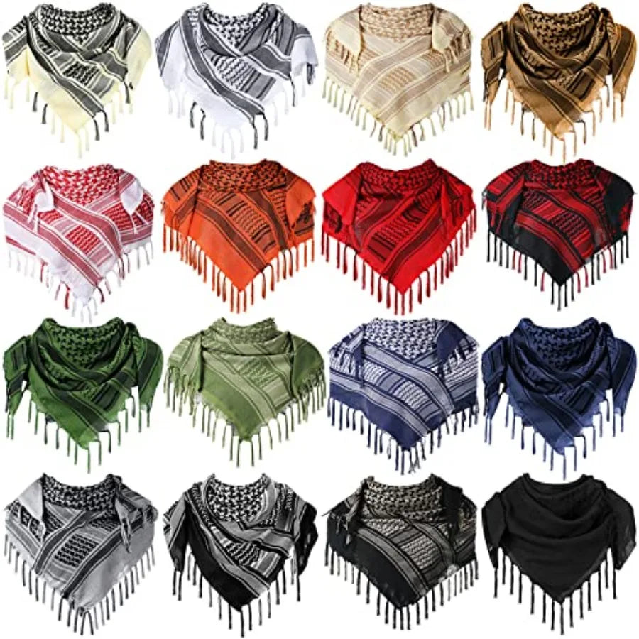 16 Pcs Military Shemagh Tactical Desert Scarf Keffiyeh Head Neck Scarf Motorcycle Face Mask Biker Head Neck Scarf Cotton Arab W