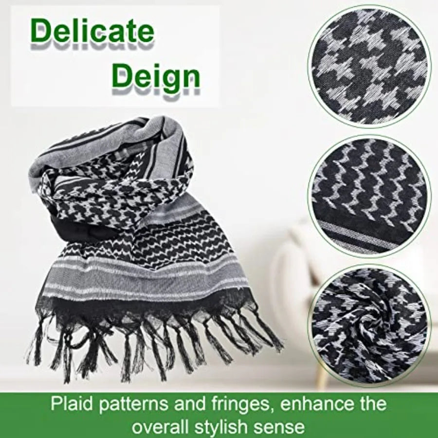 16 Pcs Military Shemagh Tactical Desert Scarf Keffiyeh Head Neck Scarf Motorcycle Face Mask Biker Head Neck Scarf Cotton Arab W