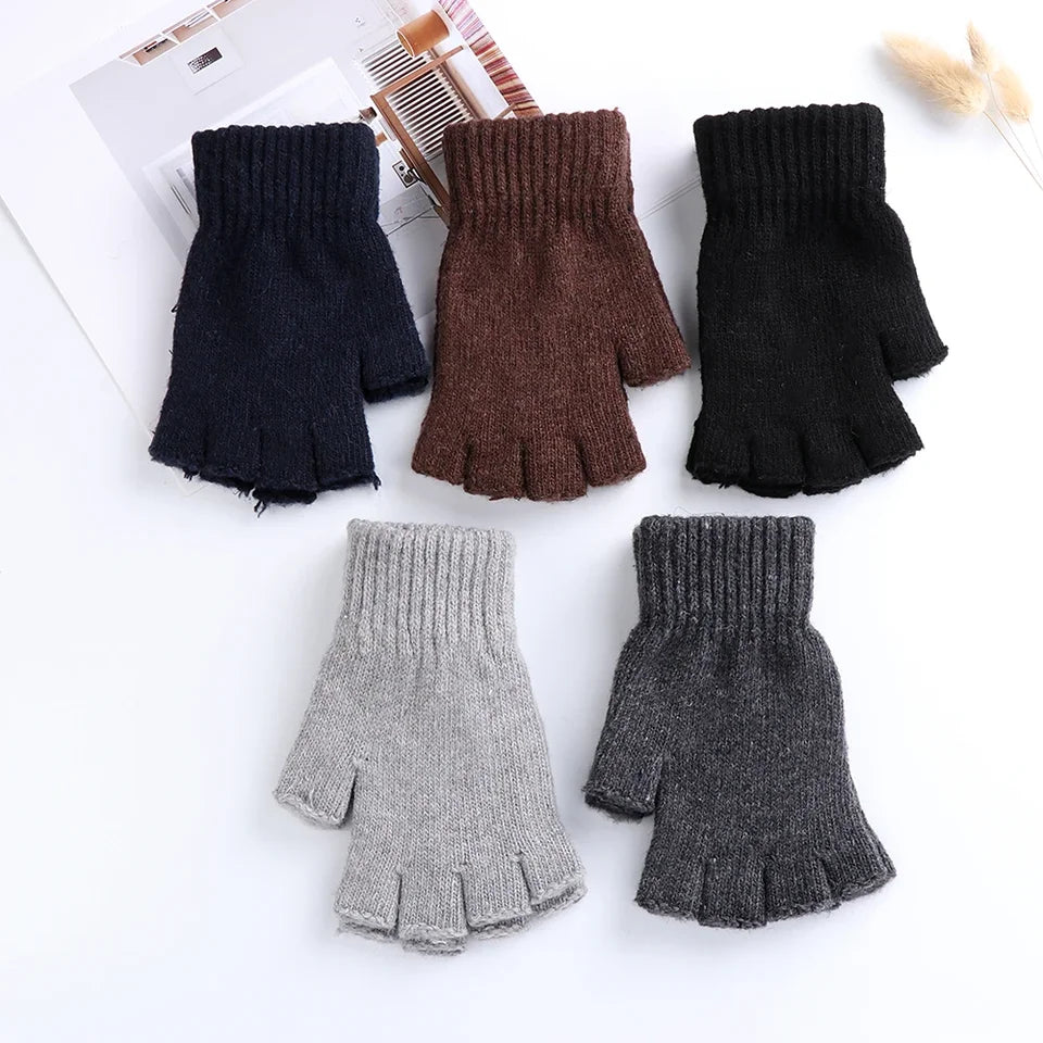 Hot Sale Winter Knitted Gloves Women Men Half Finger Short Thick Warm Mittens Keep Finger Warm Fingerless Typing Texting Gloves