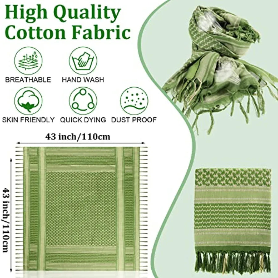 16 Pcs Military Shemagh Tactical Desert Scarf Keffiyeh Head Neck Scarf Motorcycle Face Mask Biker Head Neck Scarf Cotton Arab W