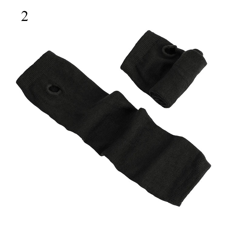 Winter Warm Long Gloves For Women Men Knitted Fingerless Elbow Gloves Red Striped Hip-Hop Mittens Outdoor Elastic Arm warmer