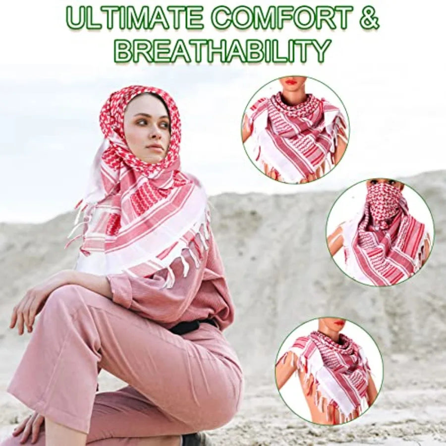 16 Pcs Military Shemagh Tactical Desert Scarf Keffiyeh Head Neck Scarf Motorcycle Face Mask Biker Head Neck Scarf Cotton Arab W