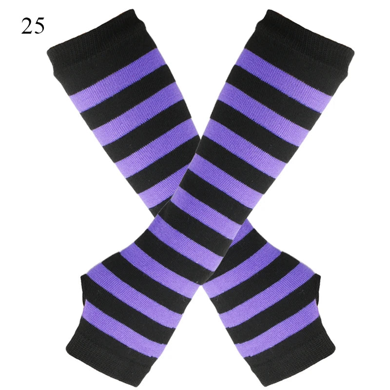 Winter Warm Long Gloves For Women Men Knitted Fingerless Elbow Gloves Red Striped Hip-Hop Mittens Outdoor Elastic Arm warmer