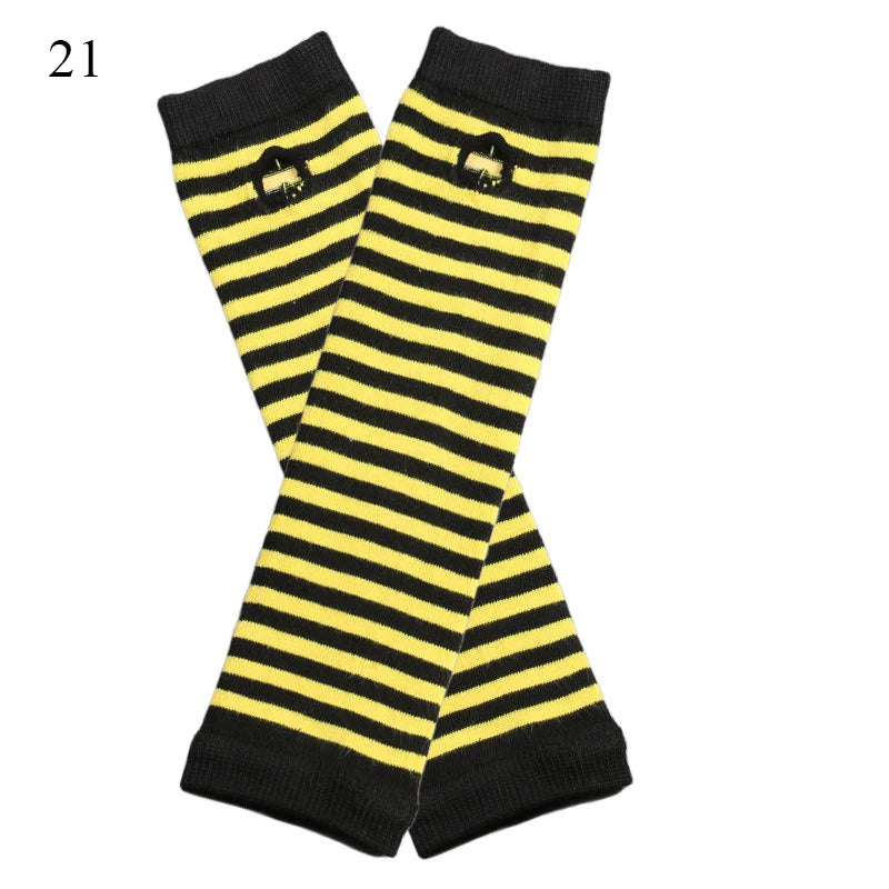 Winter Warm Long Gloves For Women Men Knitted Fingerless Elbow Gloves Red Striped Hip-Hop Mittens Outdoor Elastic Arm warmer
