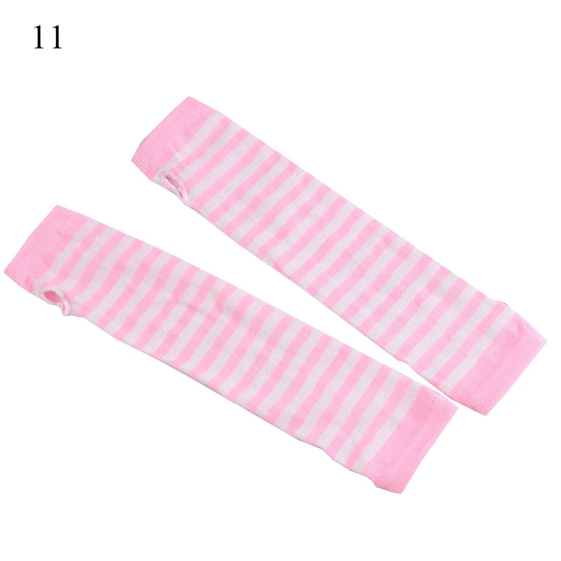 Winter Warm Long Gloves For Women Men Knitted Fingerless Elbow Gloves Red Striped Hip-Hop Mittens Outdoor Elastic Arm warmer