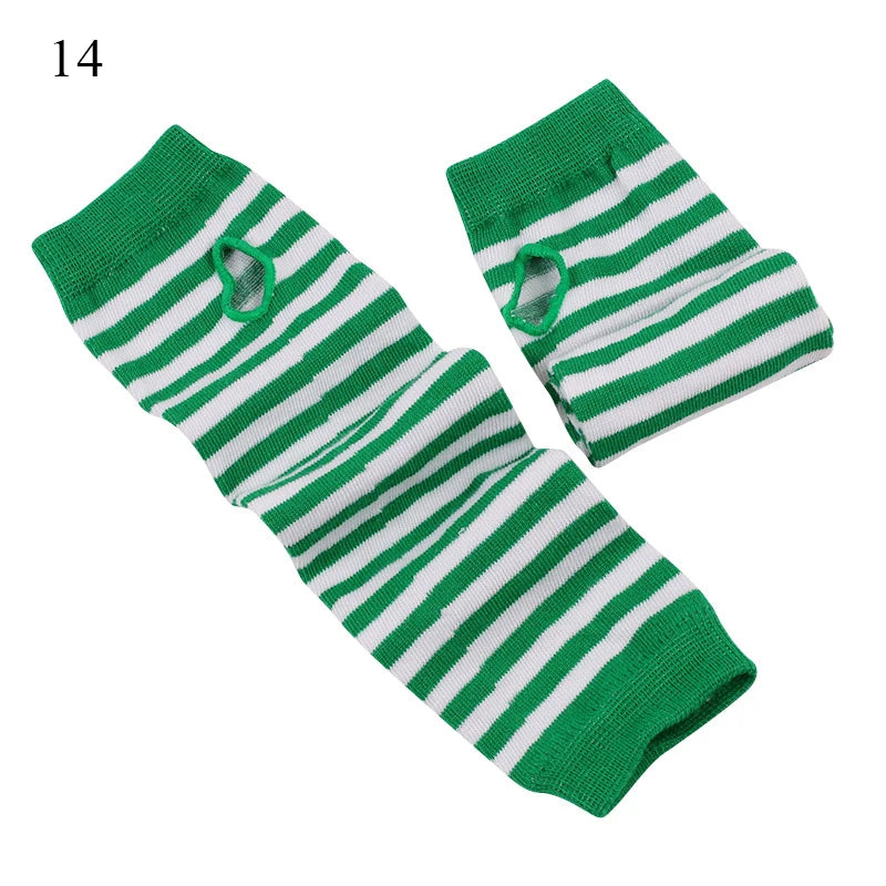 Winter Warm Long Gloves For Women Men Knitted Fingerless Elbow Gloves Red Striped Hip-Hop Mittens Outdoor Elastic Arm warmer