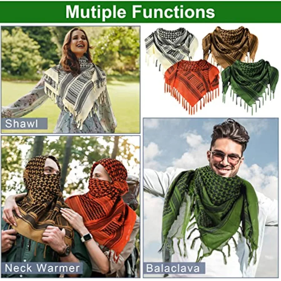 16 Pcs Military Shemagh Tactical Desert Scarf Keffiyeh Head Neck Scarf Motorcycle Face Mask Biker Head Neck Scarf Cotton Arab W