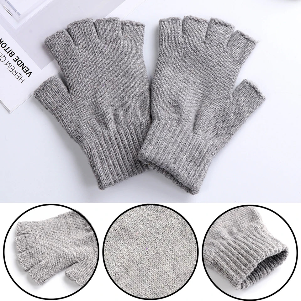 Hot Sale Winter Knitted Gloves Women Men Half Finger Short Thick Warm Mittens Keep Finger Warm Fingerless Typing Texting Gloves