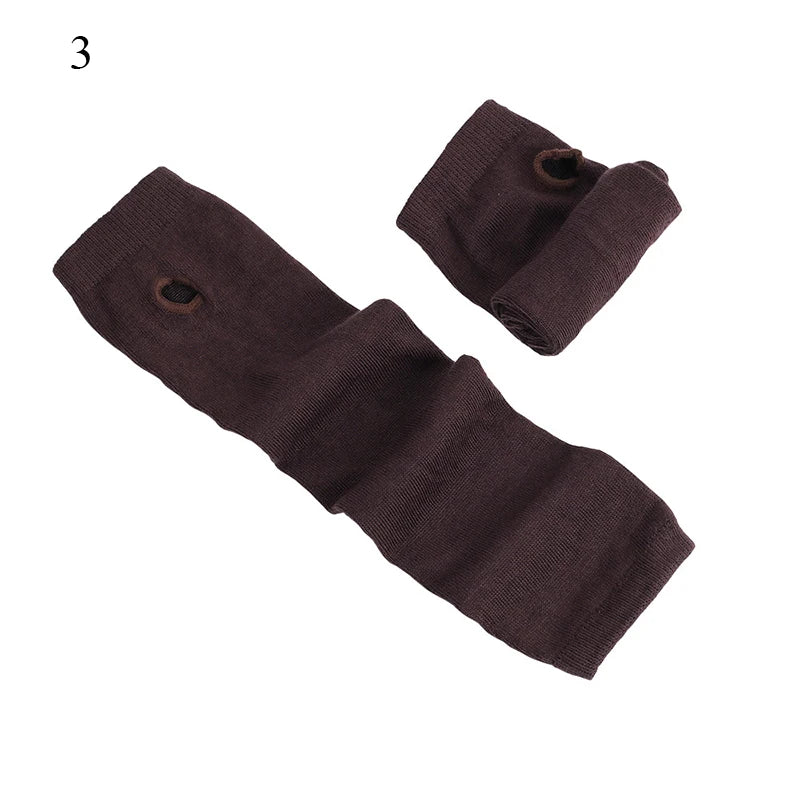 Winter Warm Long Gloves For Women Men Knitted Fingerless Elbow Gloves Red Striped Hip-Hop Mittens Outdoor Elastic Arm warmer