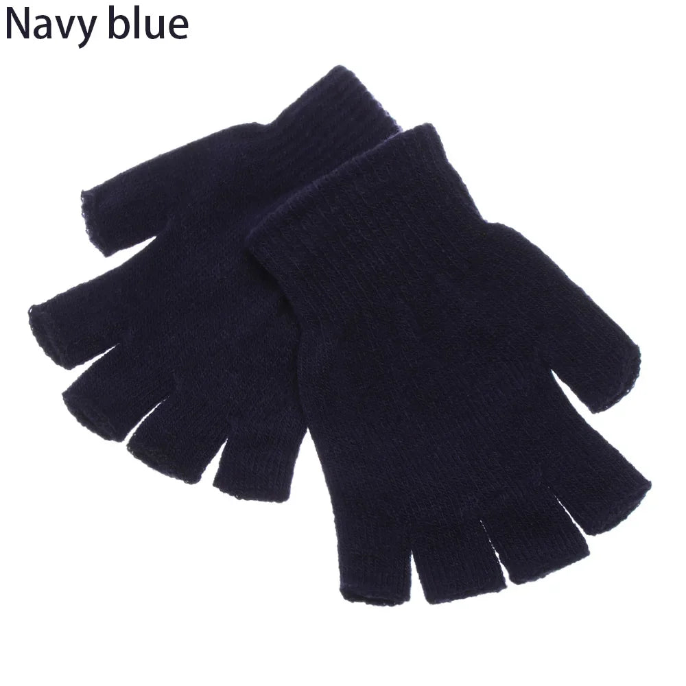 Hot Sale Winter Knitted Gloves Women Men Half Finger Short Thick Warm Mittens Keep Finger Warm Fingerless Typing Texting Gloves