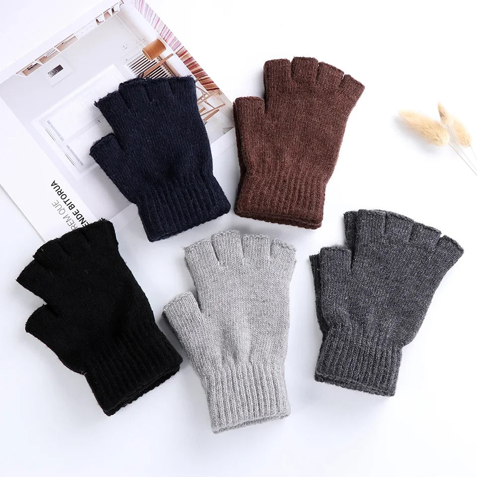 Hot Sale Winter Knitted Gloves Women Men Half Finger Short Thick Warm Mittens Keep Finger Warm Fingerless Typing Texting Gloves