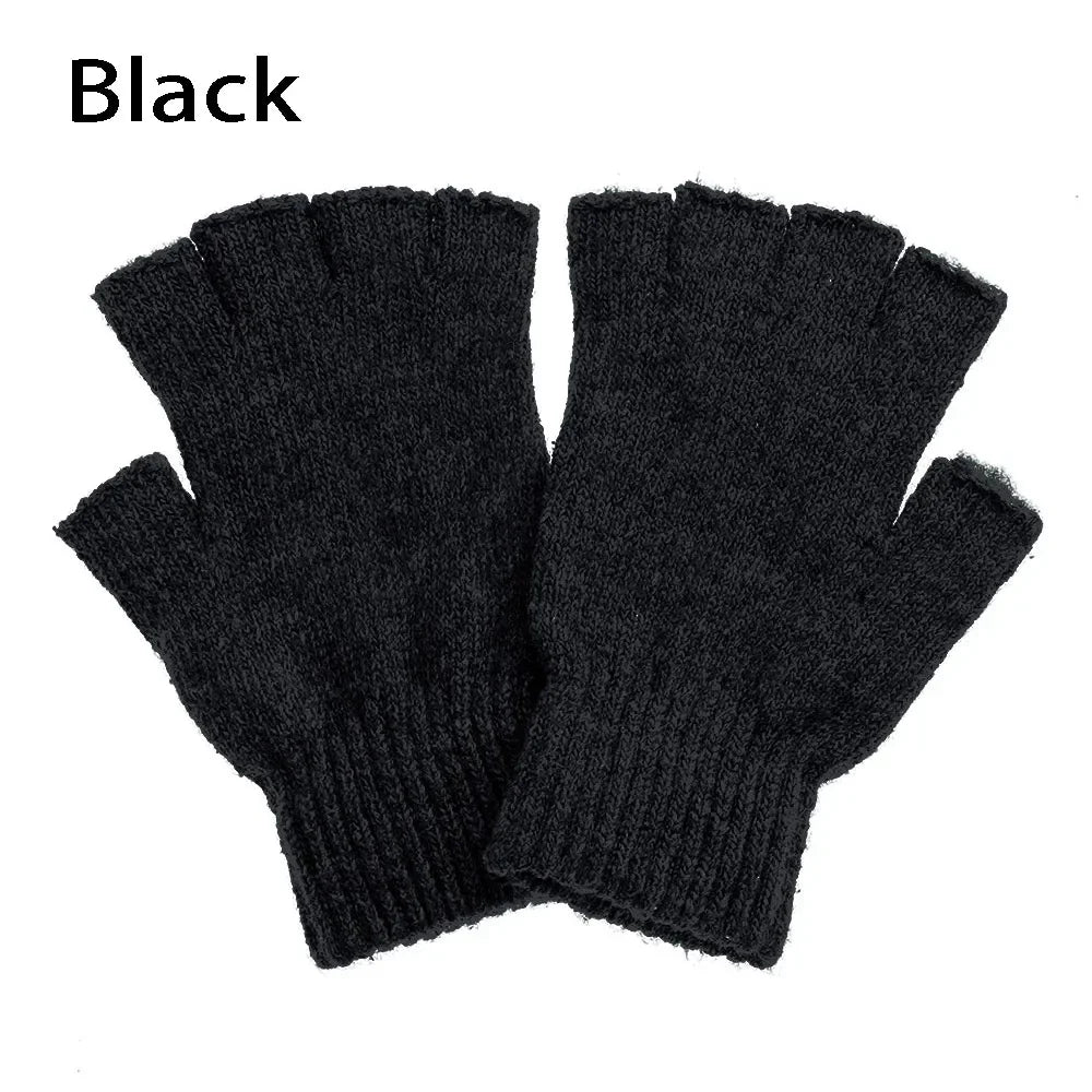 Hot Sale Winter Knitted Gloves Women Men Half Finger Short Thick Warm Mittens Keep Finger Warm Fingerless Typing Texting Gloves