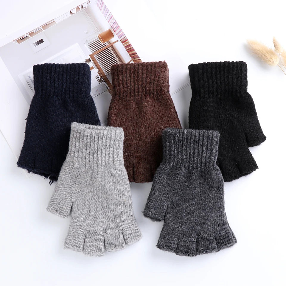 Hot Sale Winter Knitted Gloves Women Men Half Finger Short Thick Warm Mittens Keep Finger Warm Fingerless Typing Texting Gloves